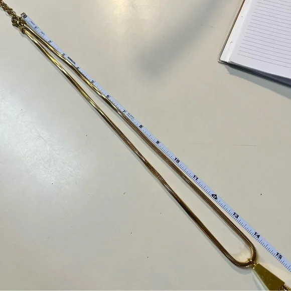 VINCE CAMUTO Gold Plated Statement Tassel Dangling Mesh Pendant Long Necklace - Picture 7 of 10